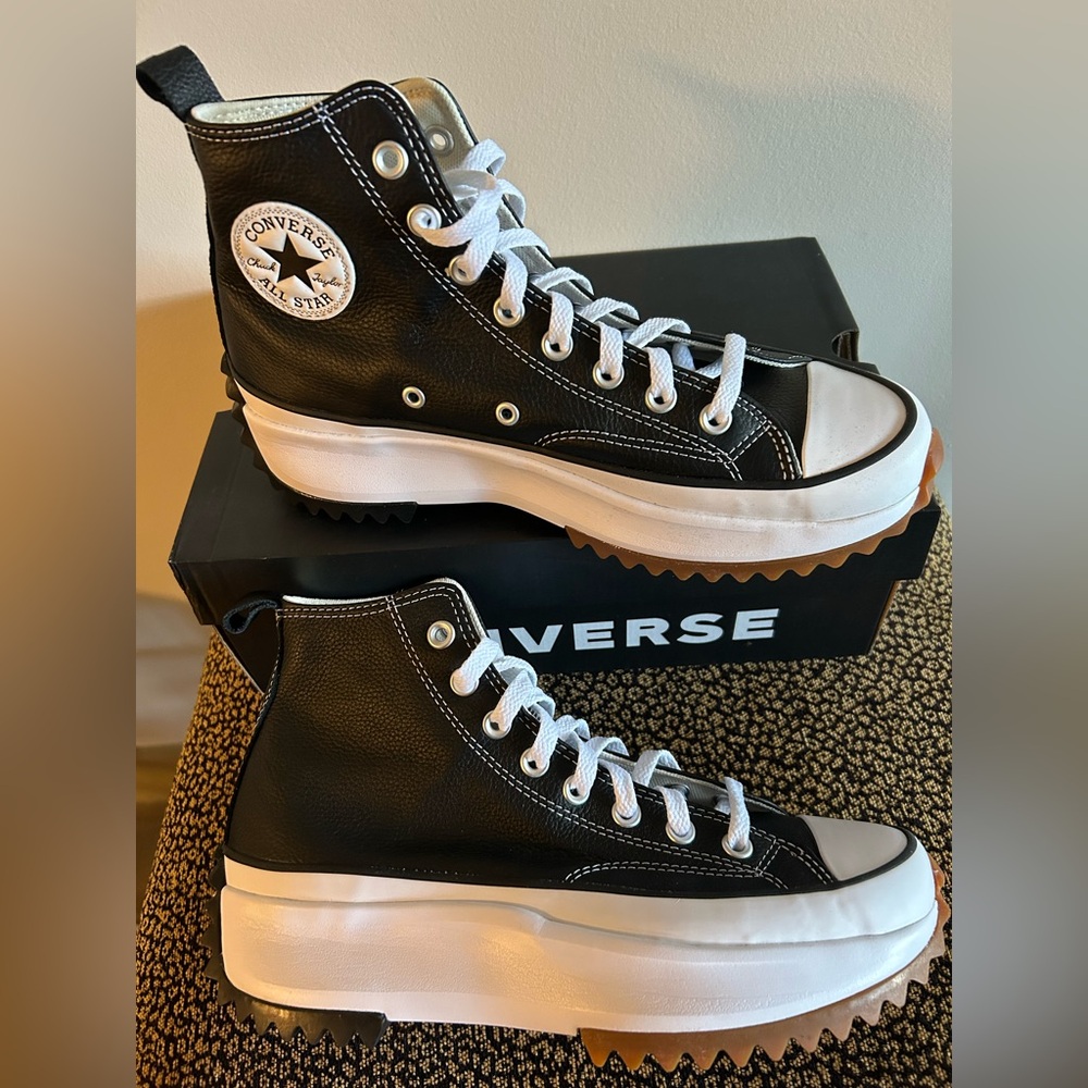 Converse Black Leather Run Star Hike Women 10